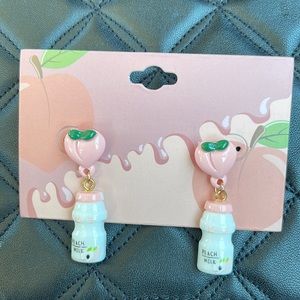 cute peach milk yakult mini earrings